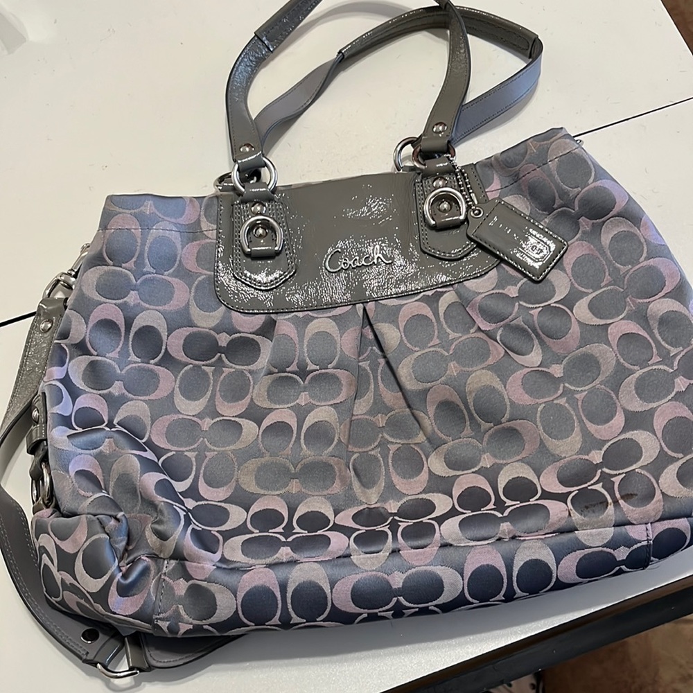 Pink and Grey Coach Hobo Bag